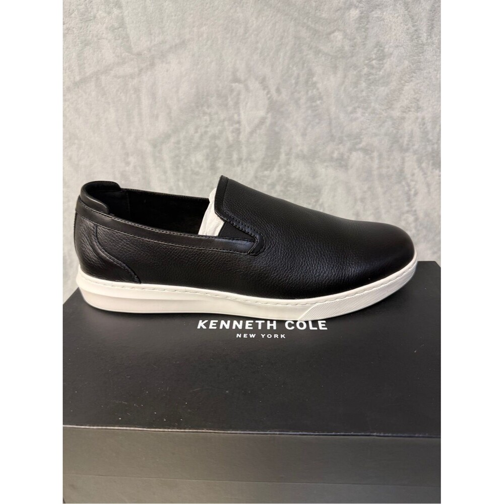 Kenneth Cole Mens Size 11 Shoes Liam Black Leather Slip-On Sneaker New